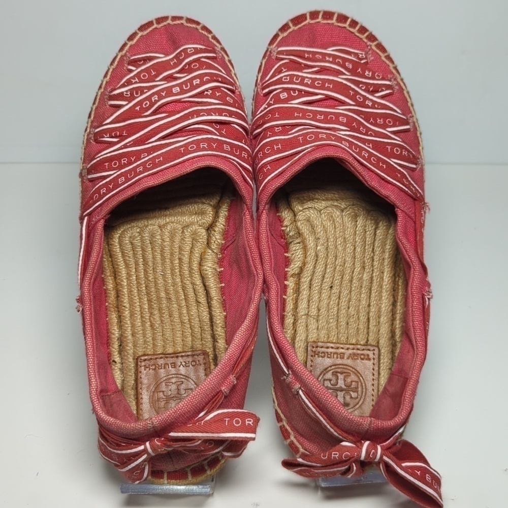 Tory Burch Azalea Logo grosgrain Espadrille flat shoes women's size 7 - Picture 4 of 16